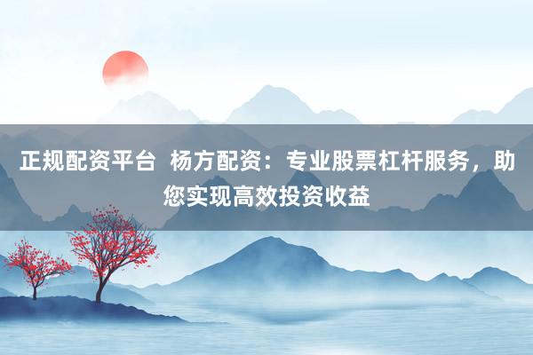 正规配资平台  杨方配资：专业股票杠杆服务，助您实现高效投资收益