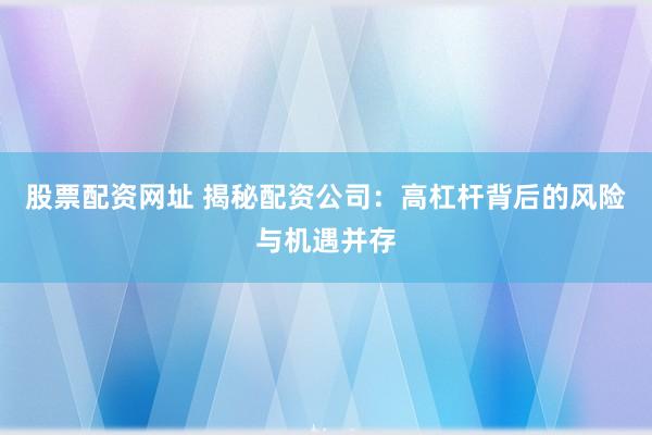 股票配资网址 揭秘配资公司：高杠杆背后的风险与机遇并存