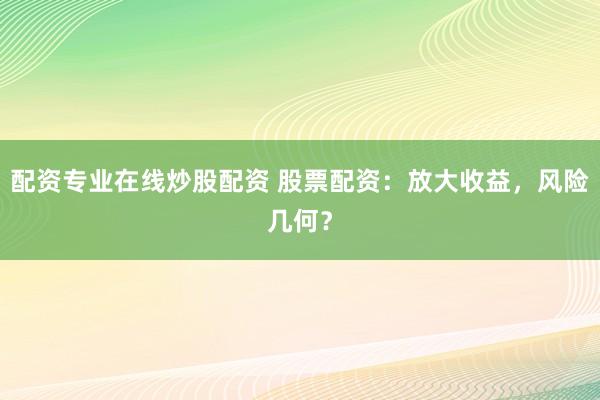 配资专业在线炒股配资 股票配资：放大收益，风险几何？