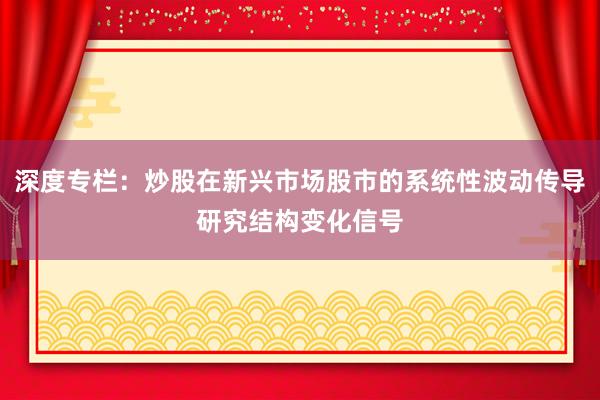 深度专栏：炒股在新兴市场股市的系统性波动传导研究结构变化信号