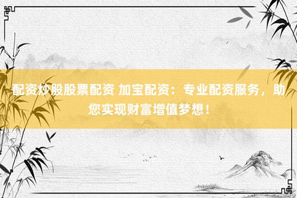 配资炒股股票配资 加宝配资：专业配资服务，助您实现财富增值梦想！
