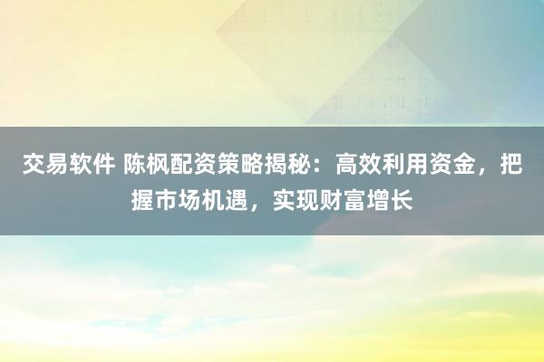 交易软件 陈枫配资策略揭秘：高效利用资金，把握市场机遇，实现财富增长