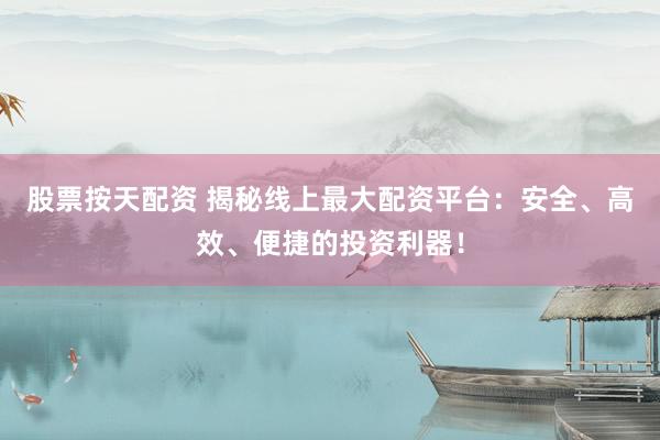 股票按天配资 揭秘线上最大配资平台：安全、高效、便捷的投资利器！