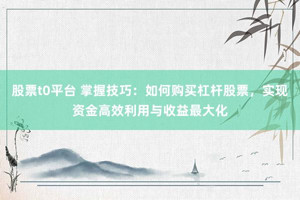 股票t0平台 掌握技巧：如何购买杠杆股票，实现资金高效利用与收益最大化